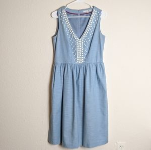 Boden light blue sleeveless pearl dress, size 8